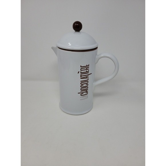 Crate & Barrel French Press Coffee La Chocolatiere Stoneware Hot Chocolate Pot - Picture 1 of 13
